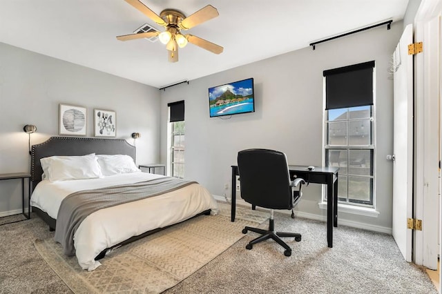 1405 Rosehaven Dr, Altus, OK 73521 - bedroom featuring carpet, an office area, and ceiling fan