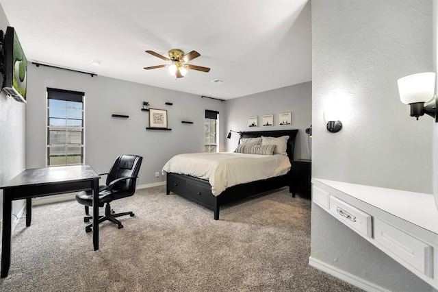 1405 Rosehaven Dr, Altus, OK 73521 - bedroom featuring carpet flooring, an office area, and ceiling fan