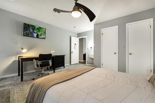 1405 Rosehaven Dr, Altus, OK 73521 - carpeted bedroom featuring baseboards and ceiling fan
