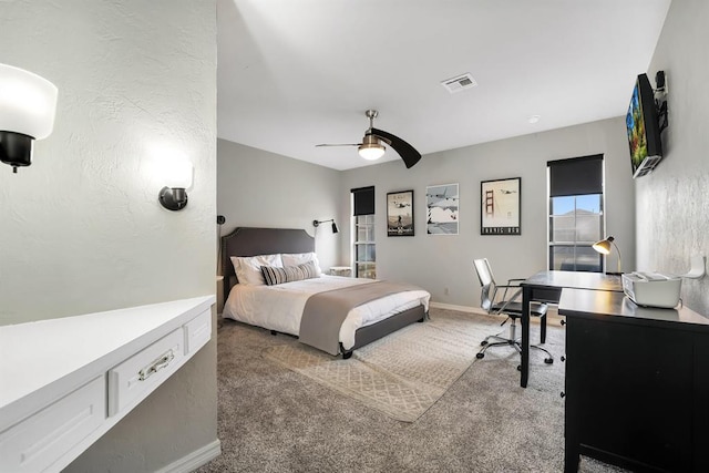 1405 Rosehaven Dr, Altus, OK 73521 - bedroom featuring carpet floors, a desk, and ceiling fan
