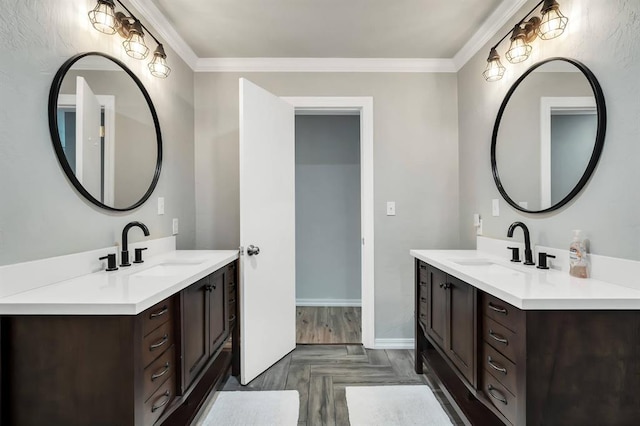 1405 Rosehaven Dr, Altus, OK 73521 - full bathroom featuring two vanities and ornamental molding