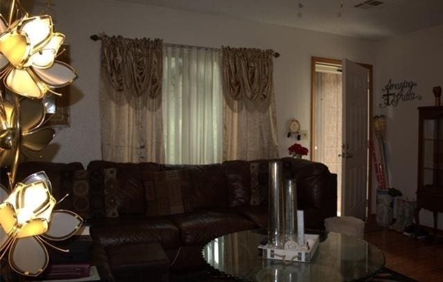 living room with hardwood / wood-style floors