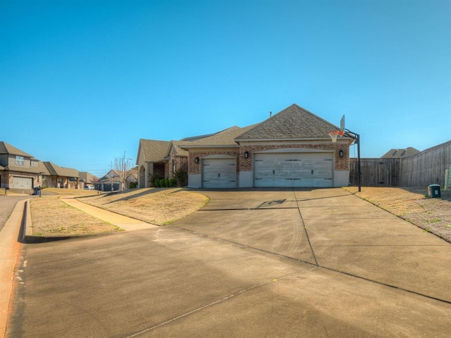 single story home with a garage