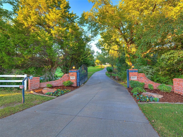 view of gate featuring a yard