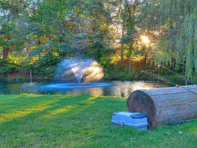 view of yard featuring a water view