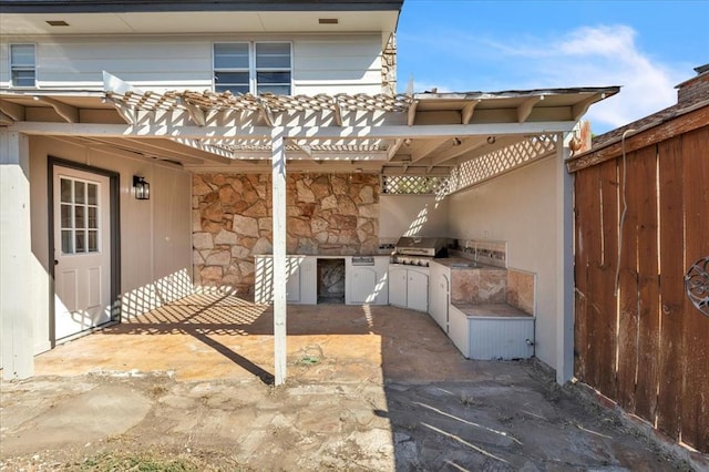 view of patio / terrace with an outdoor kitchen and grilling area