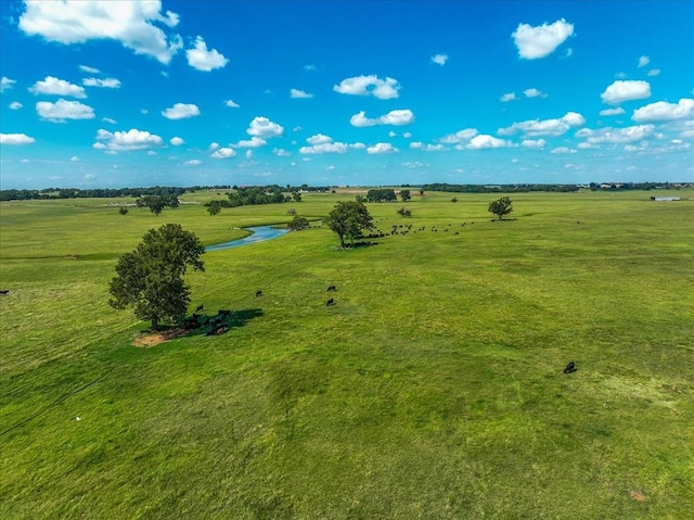 aerial view featuring a water view and a rural view