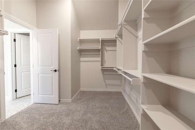walk in closet featuring carpet