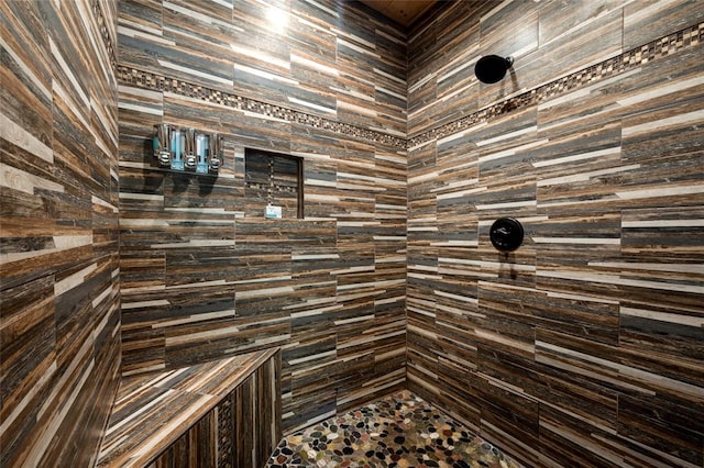 bathroom featuring walk in shower