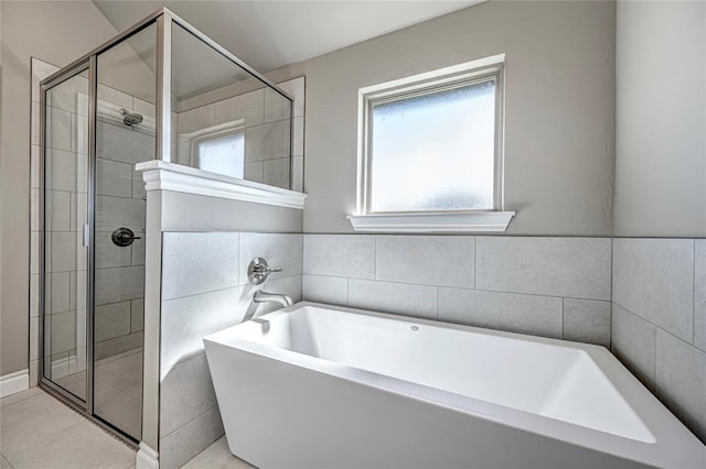 bathroom with plus walk in shower