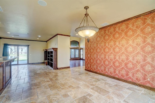 interior space with ornamental molding