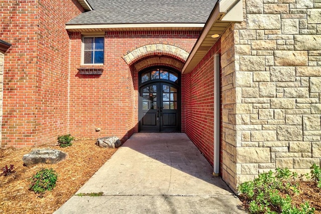 property entrance with french doors