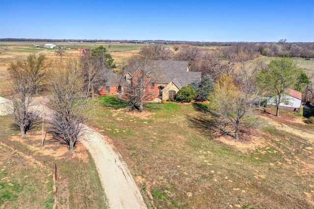 drone / aerial view with a rural view