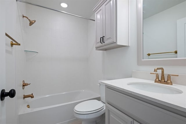 full bathroom featuring vanity, toilet, and shower / bathtub combination