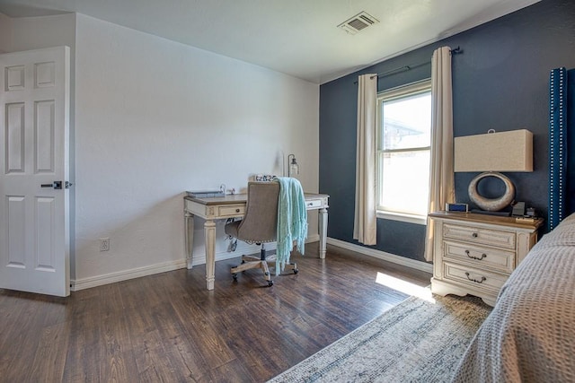 office area with dark hardwood / wood-style flooring