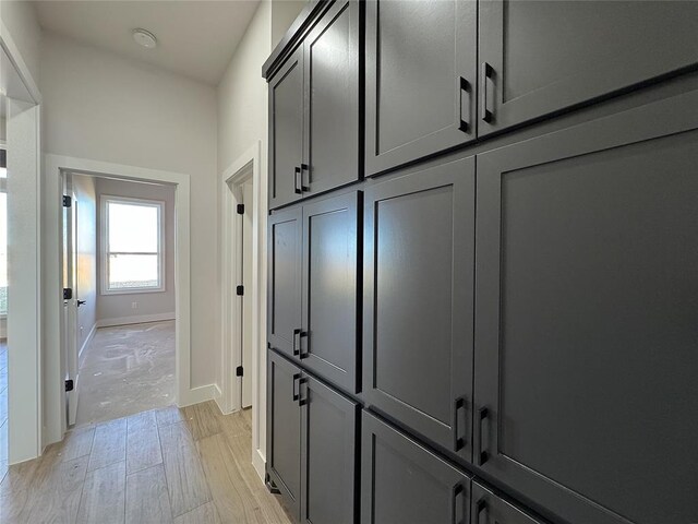 hall featuring light hardwood / wood-style floors