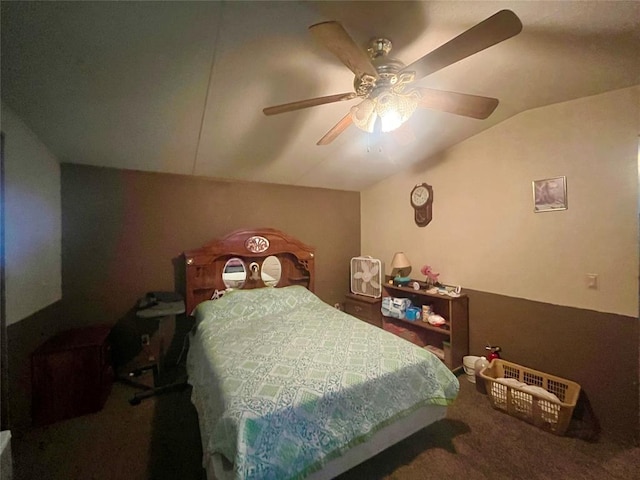11322 Ns 3500th Rd, Prague, OK 74864 - carpeted bedroom with vaulted ceiling and a ceiling fan