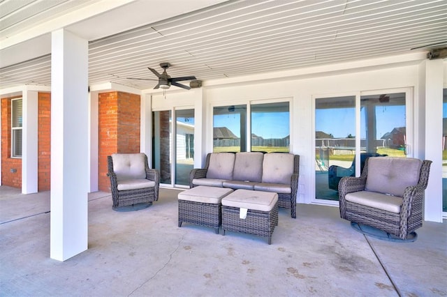 view of patio / terrace featuring an outdoor living space and ceiling fan