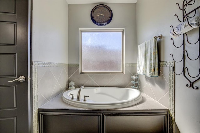 bathroom featuring a garden tub