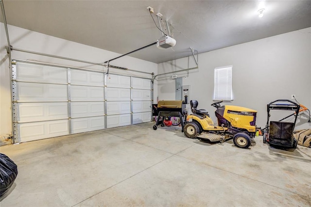 garage with a garage door opener