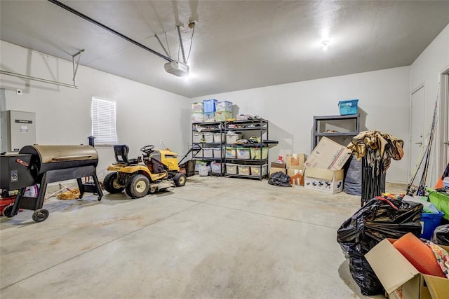 garage with a garage door opener