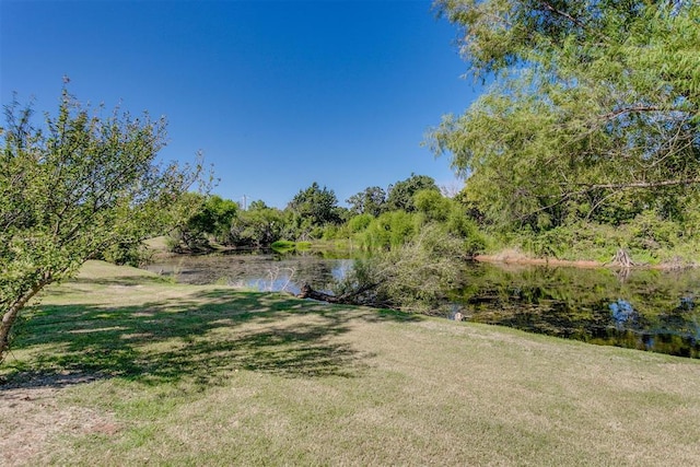 view of yard featuring a water view