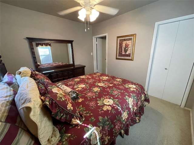 bedroom with carpet and ceiling fan