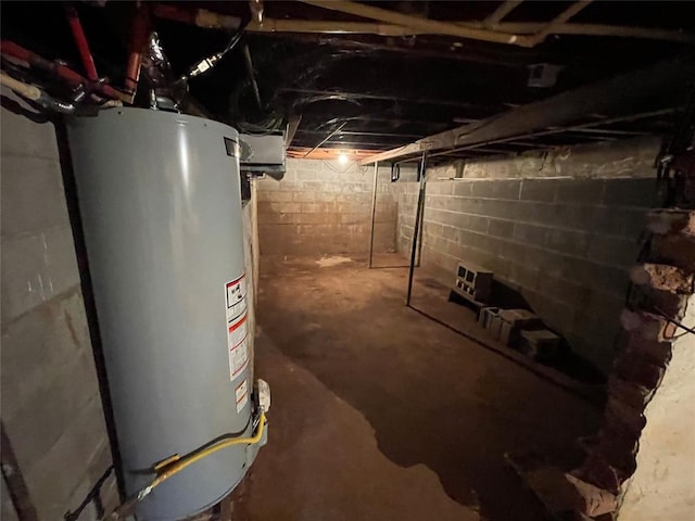 basement with gas water heater