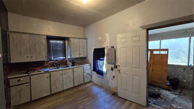 618 S Wewoka Ave, Wewoka, OK 74884 - kitchen with dark hardwood / wood-style floors and sink