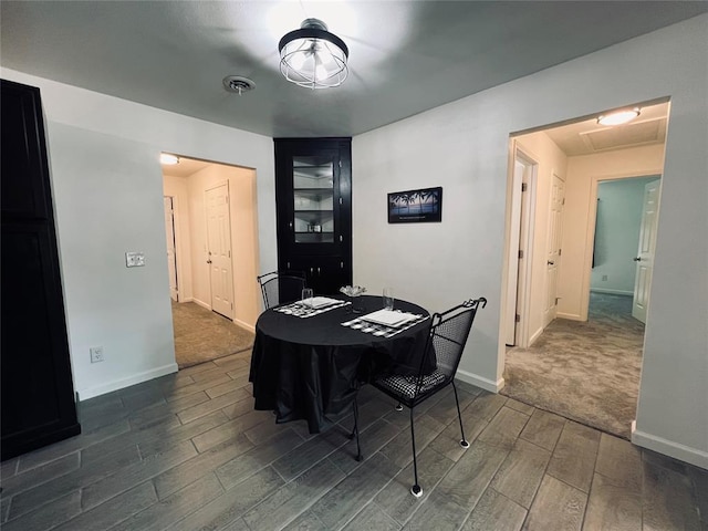 view of carpeted dining room