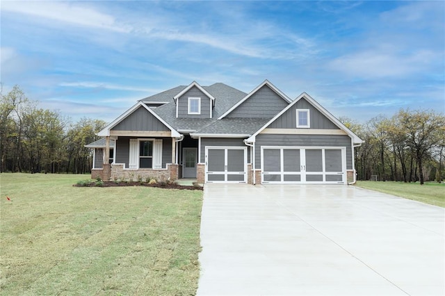 14109 Birch Ln, Edmond, OK 73049 - craftsman inspired home featuring concrete driveway, roof with shingles, board and batten siding, an attached garage, and a front yard