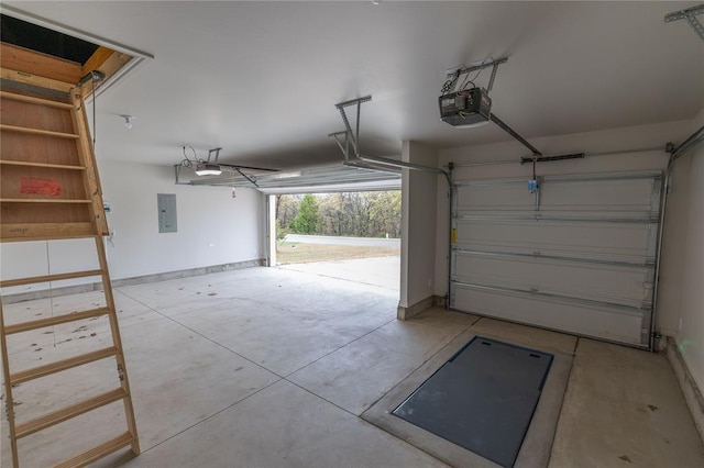 14109 Birch Ln, Edmond, OK 73049 - garage with electric panel, baseboards, and a garage door opener