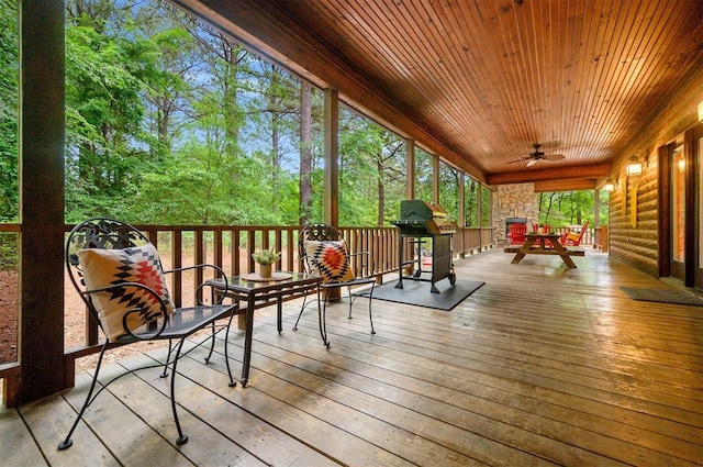 143 Honey Crisp Ln, Broken Bow, OK 74728 - wooden terrace with ceiling fan