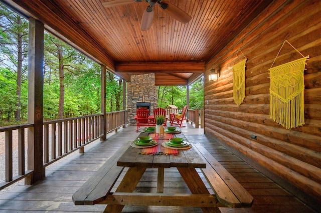 143 Honey Crisp Ln, Broken Bow, OK 74728 - wooden deck with ceiling fan