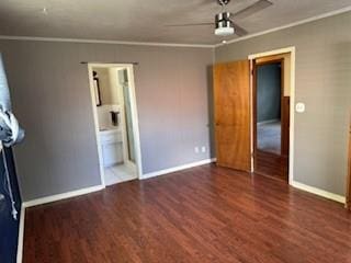 1305 SE 15th St, Wagoner, OK 74467 - unfurnished bedroom featuring ornamental molding, wood finished floors, baseboards, and connected bathroom