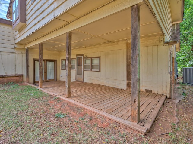 wooden terrace with central air condition unit