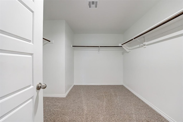 spacious closet with light colored carpet