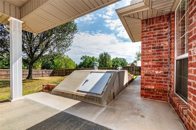 view of storm shelter