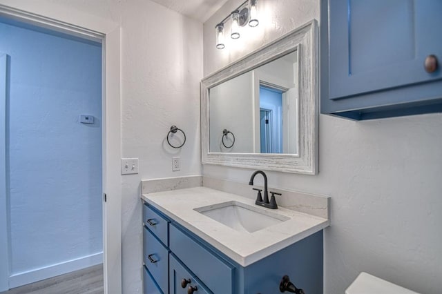 bathroom featuring wood-type flooring and vanity