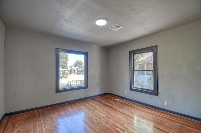 empty room featuring light wood-type flooring and a wealth of natural light