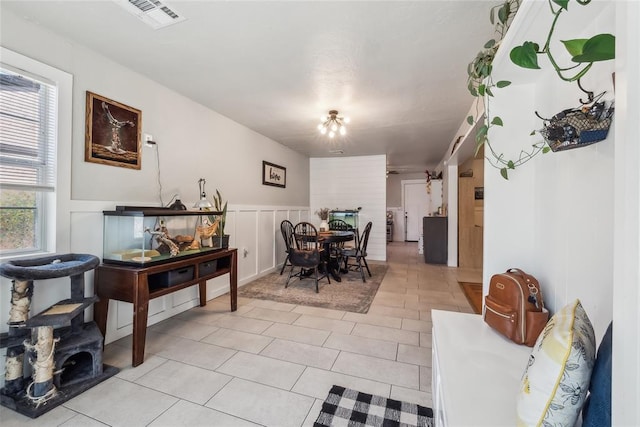 dining room with light tile patterned floors