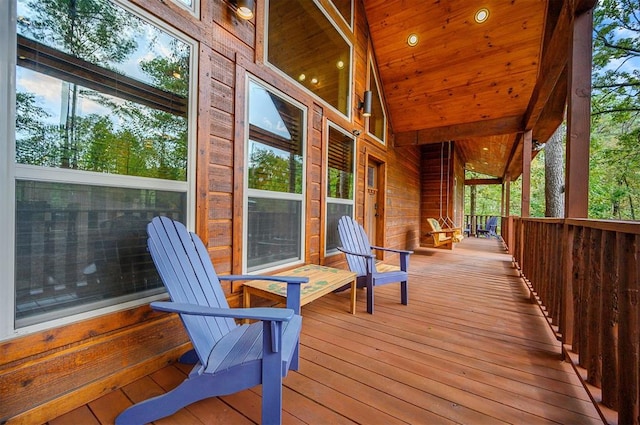 deck featuring covered porch