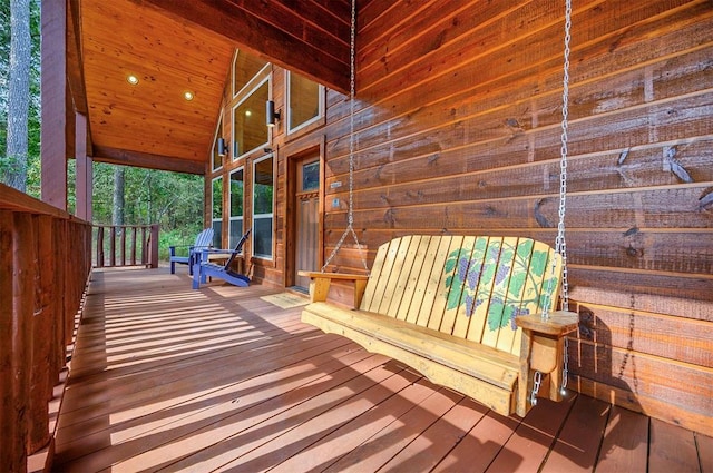 wooden deck featuring a porch