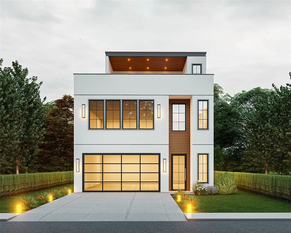 contemporary house featuring a garage