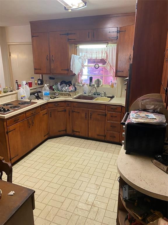 kitchen featuring stainless steel stovetop and sink