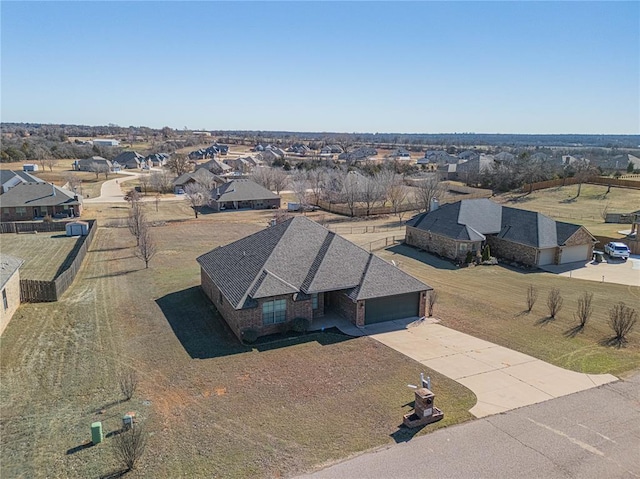 bird's eye view featuring a residential view