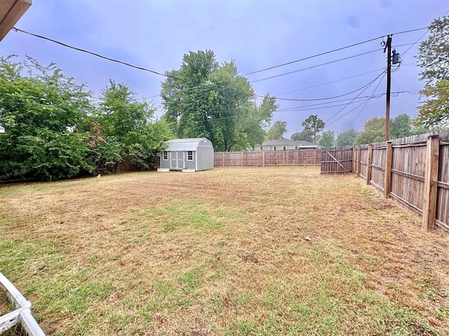 view of yard with a shed