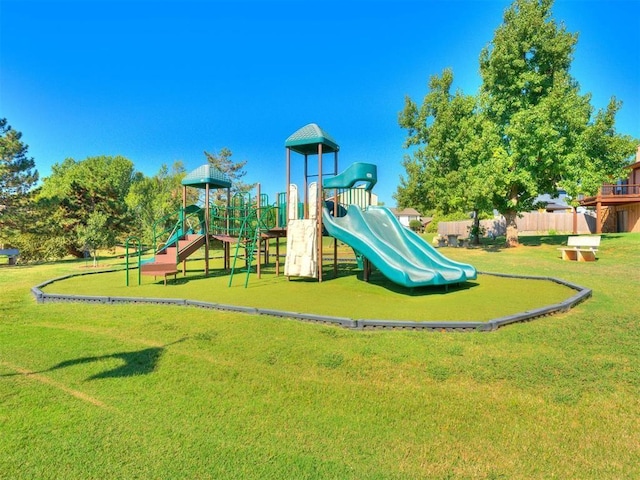 view of playground featuring a yard