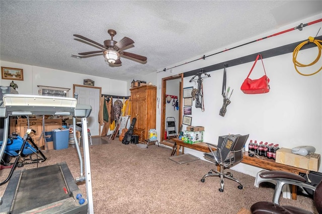 carpeted bedroom featuring a textured ceiling