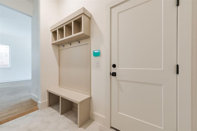 mudroom with light wood-type flooring